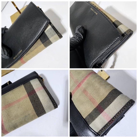 Authentic Burberry Henley Wallet on Chain Leather with House Check Canvas - Picture 15 of 15